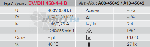 Rosenberg DV 450 L-4-4 D - описание, технические характеристики, графики